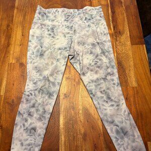 Athleta Salutation Stash Tights "Hera Abstract Grey Floral" - Large